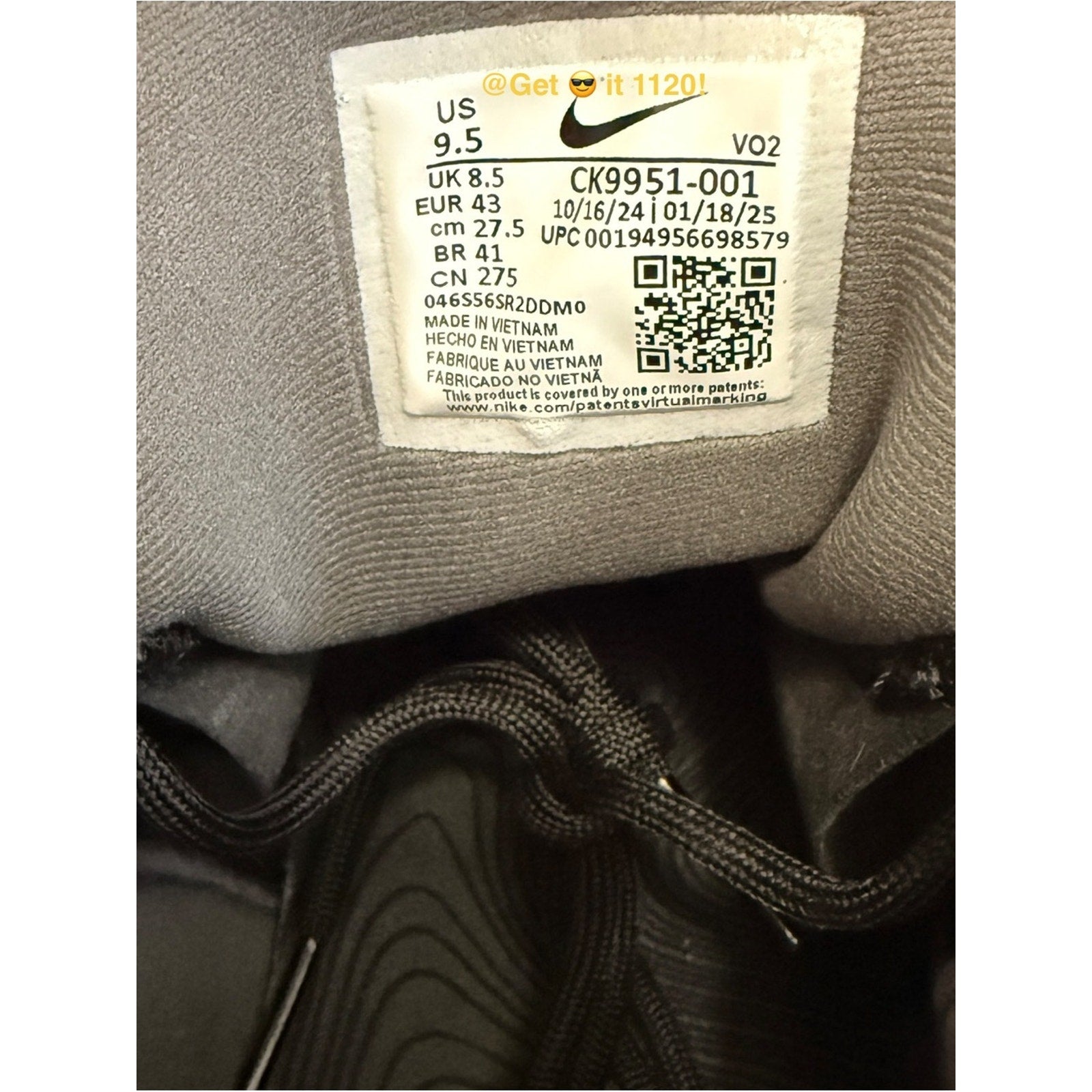Nike React SFB Carbon Men’s Elite Outdoor Shoes CK9951-001 Black Size 9.5