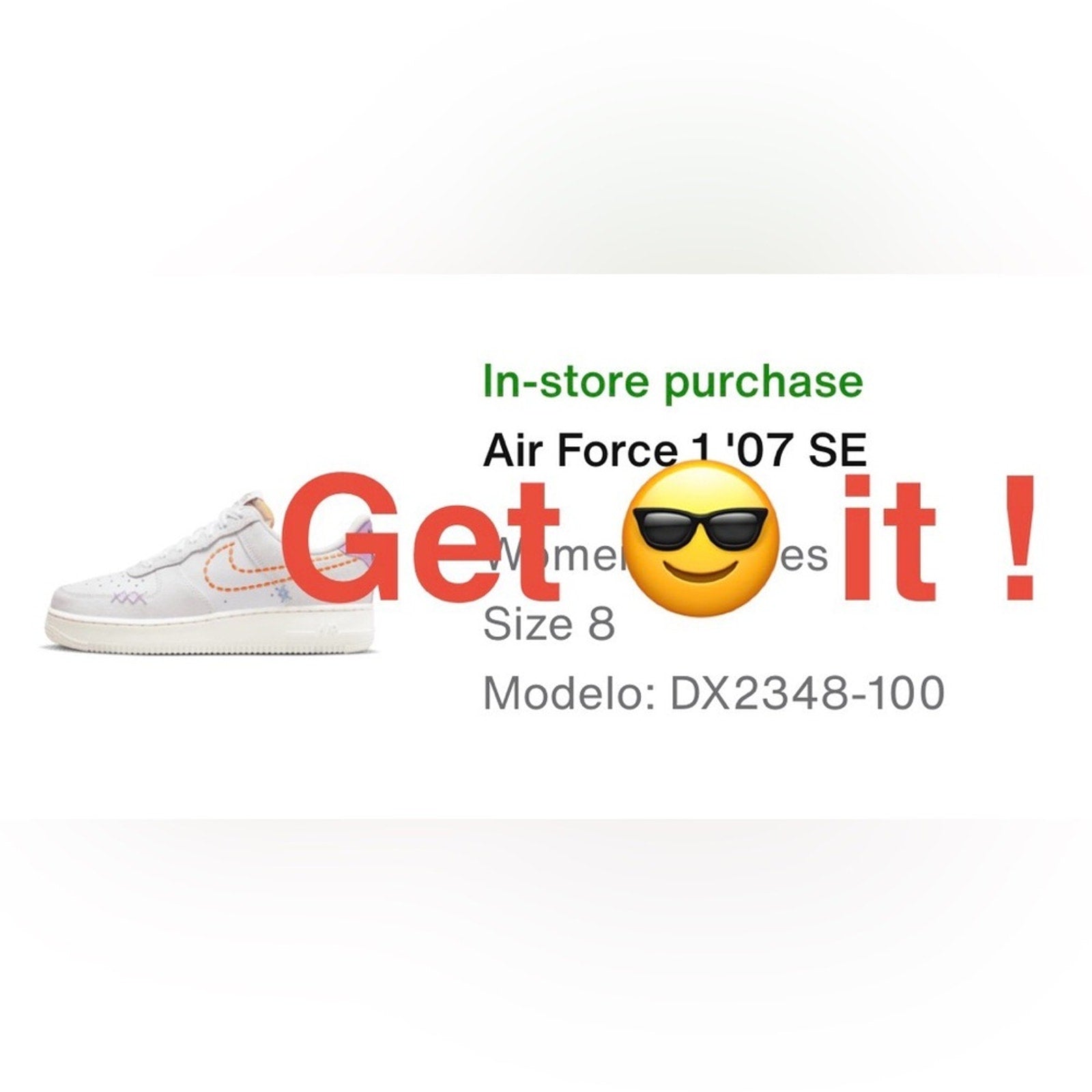 Nike Air Force 1 '07 SE 101 Women's Shoes DX2348-100 White Size 8 (Dead-stock)