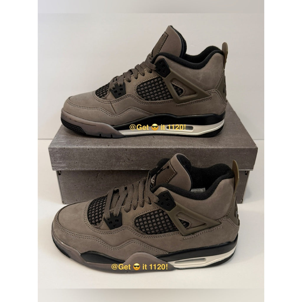 Air Jordan 4 Retro (Cave Stone & Black) Youth Shoes IB4171-200 Size 6.5 Y | W 8