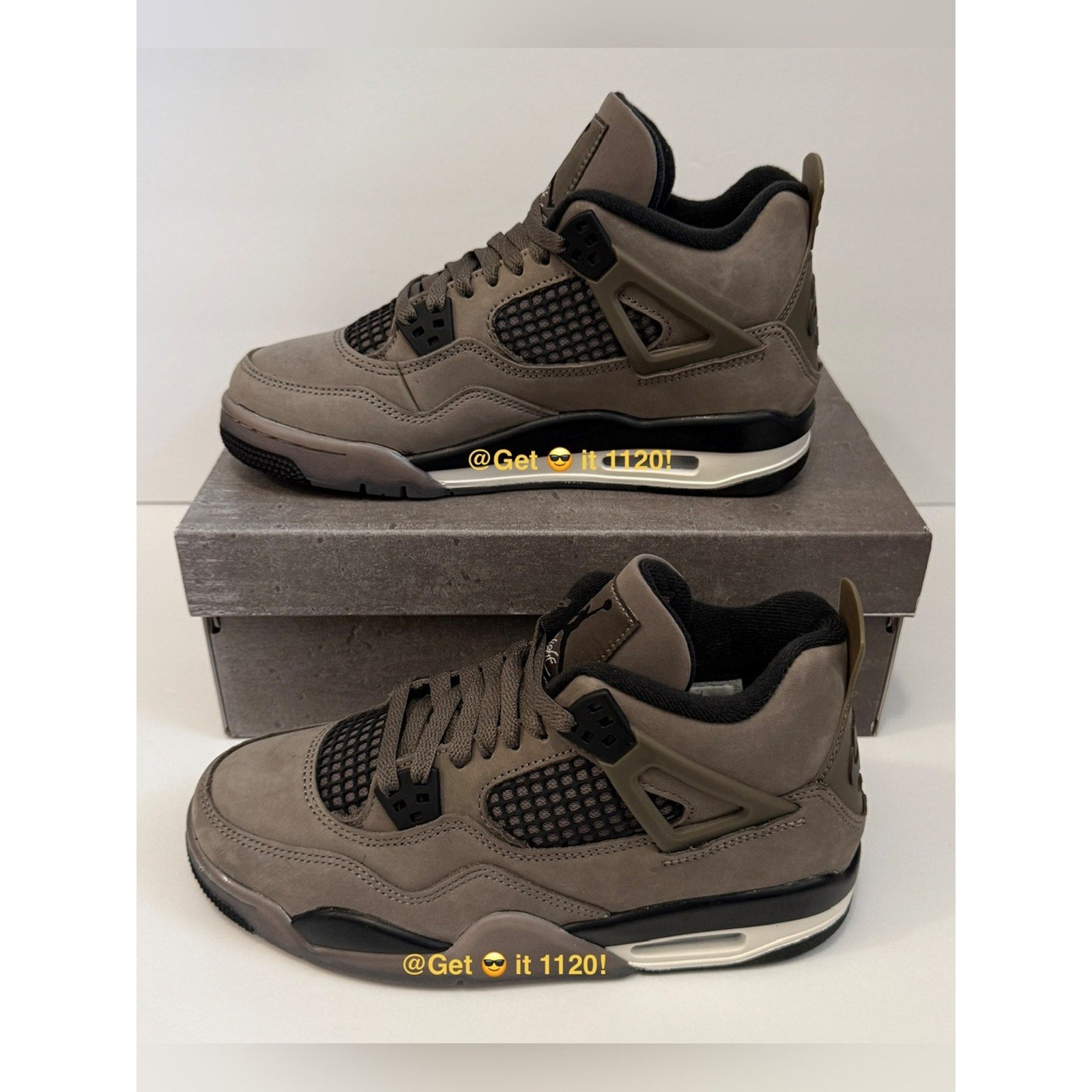 Air Jordan 4 Retro (Cave Stone & Black) Youth Shoes IB4171-200 Size 6.5 Y | W 8