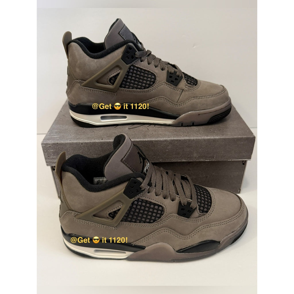 Air Jordan 4 Retro (Cave Stone & Black) Youth Shoes IB4171-200 Size 6.5 Y | W 8