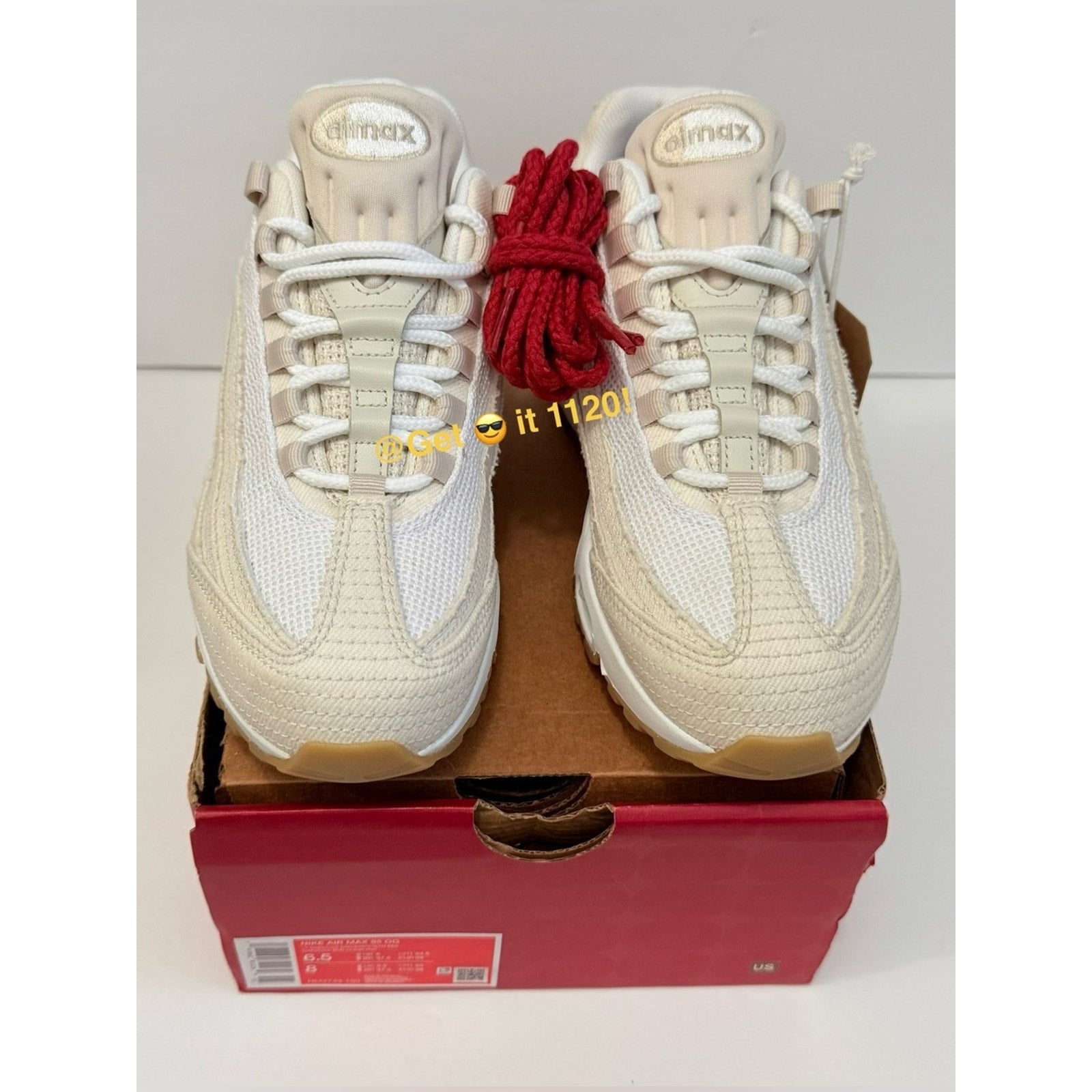 Nike Air Max 95 x Levi's (White and Ecru) Men’s Shoes HM4743-100 Size M 6.5 W 8