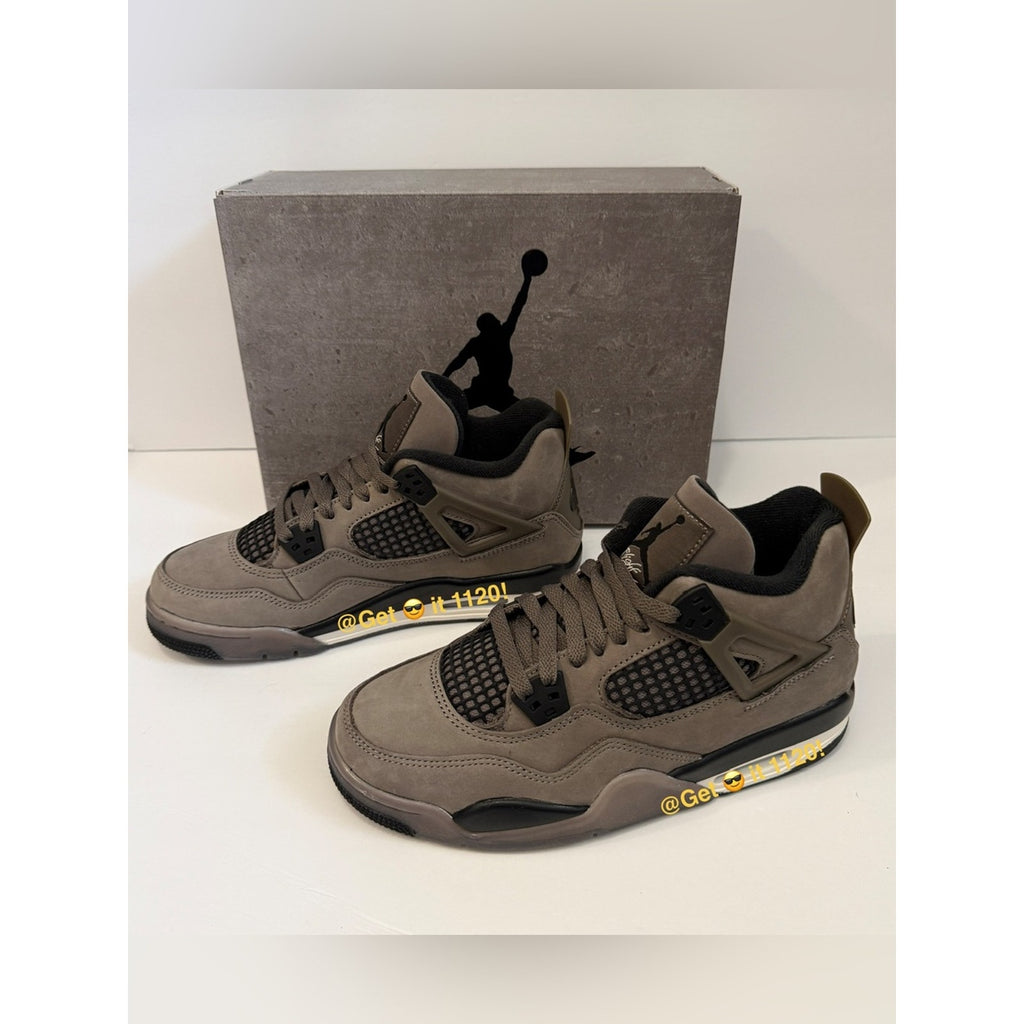 Air Jordan 4 Retro (Cave Stone & Black) Youth Shoes IB4171-200 Size 6.5 Y | W 8