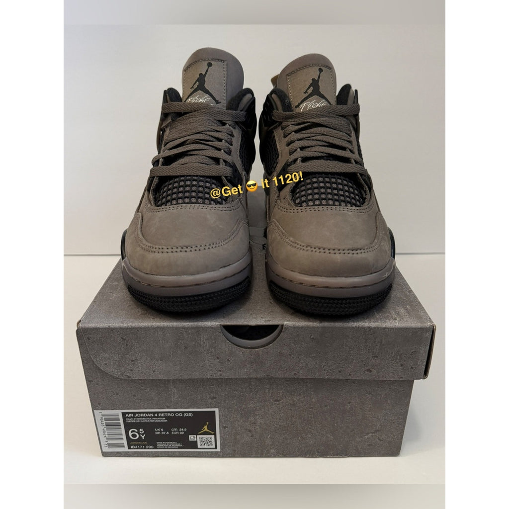 Air Jordan 4 Retro (Cave Stone & Black) Youth Shoes IB4171-200 Size 6.5 Y | W 8