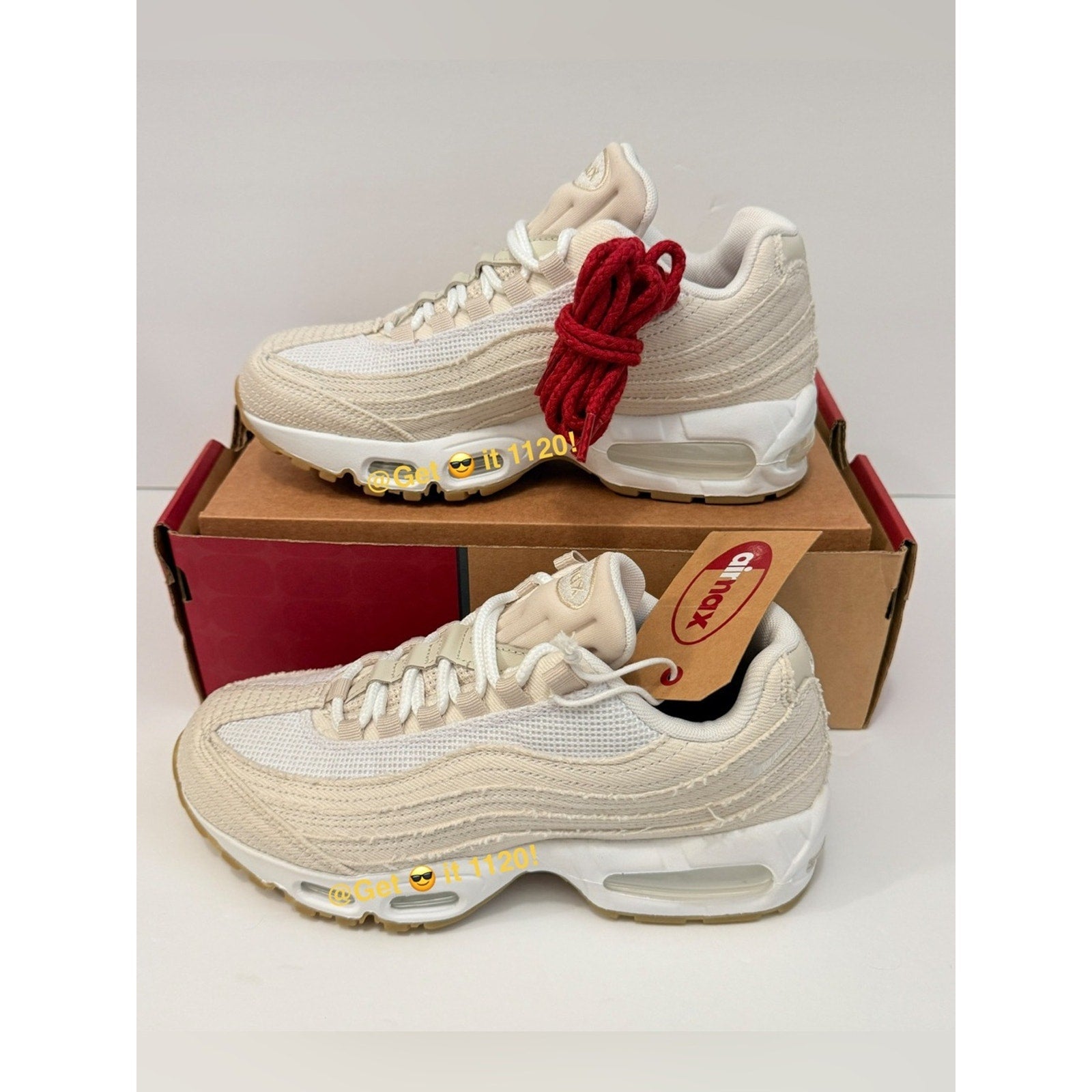 Nike Air Max 95 x Levi's (White and Ecru) Men’s Shoes HM4743-100 Size M 6.5 W 8