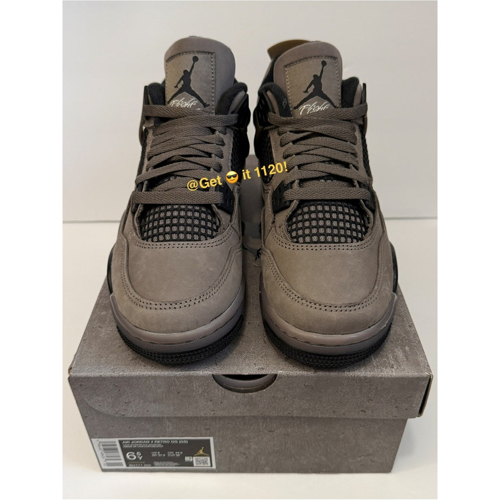 Air Jordan 4 Retro (Cave Stone & Black) Youth Shoes IB4171-200 Size 6.5 Y | W 8