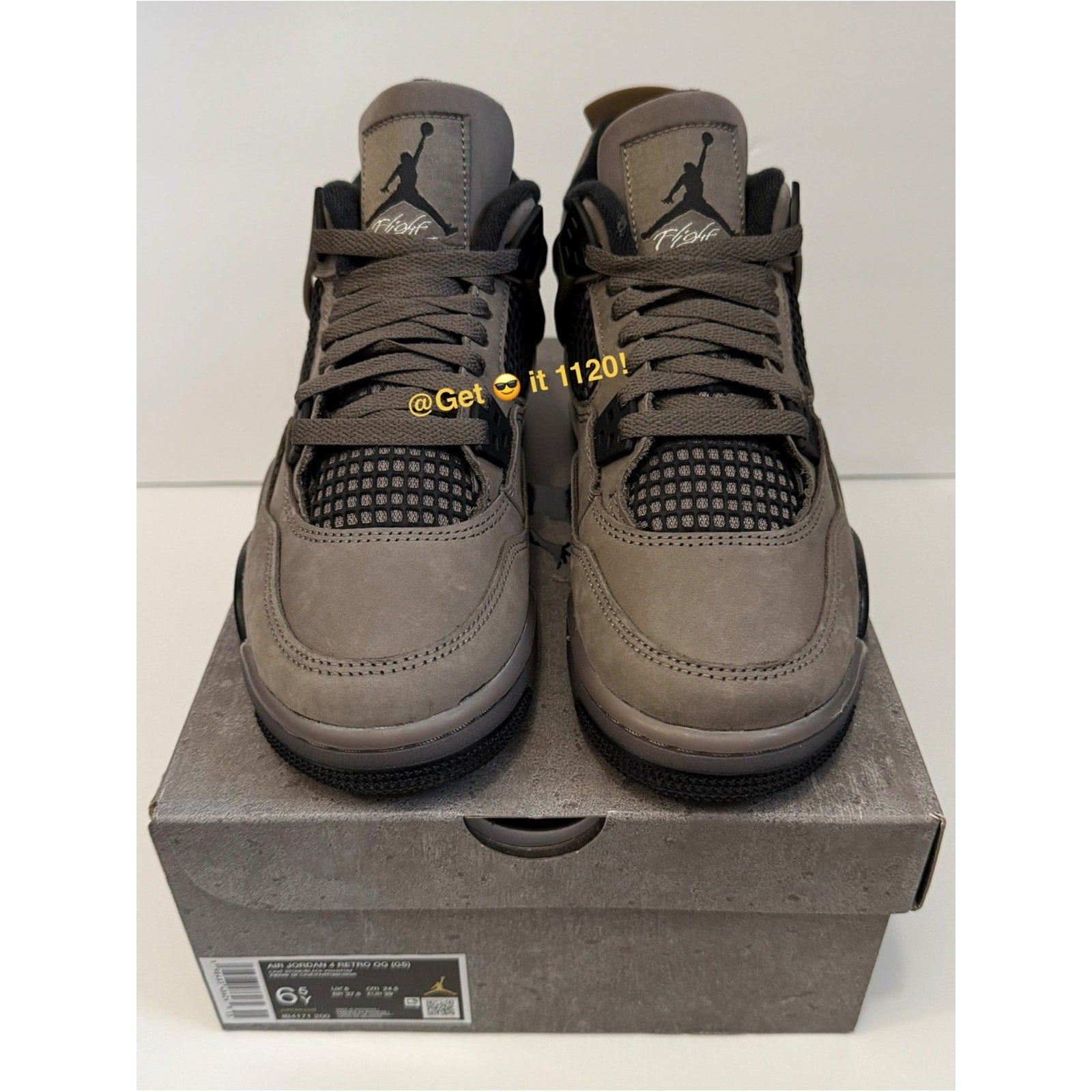 Air Jordan 4 Retro (Cave Stone & Black) Youth Shoes IB4171-200 Size 6.5 Y | W 8