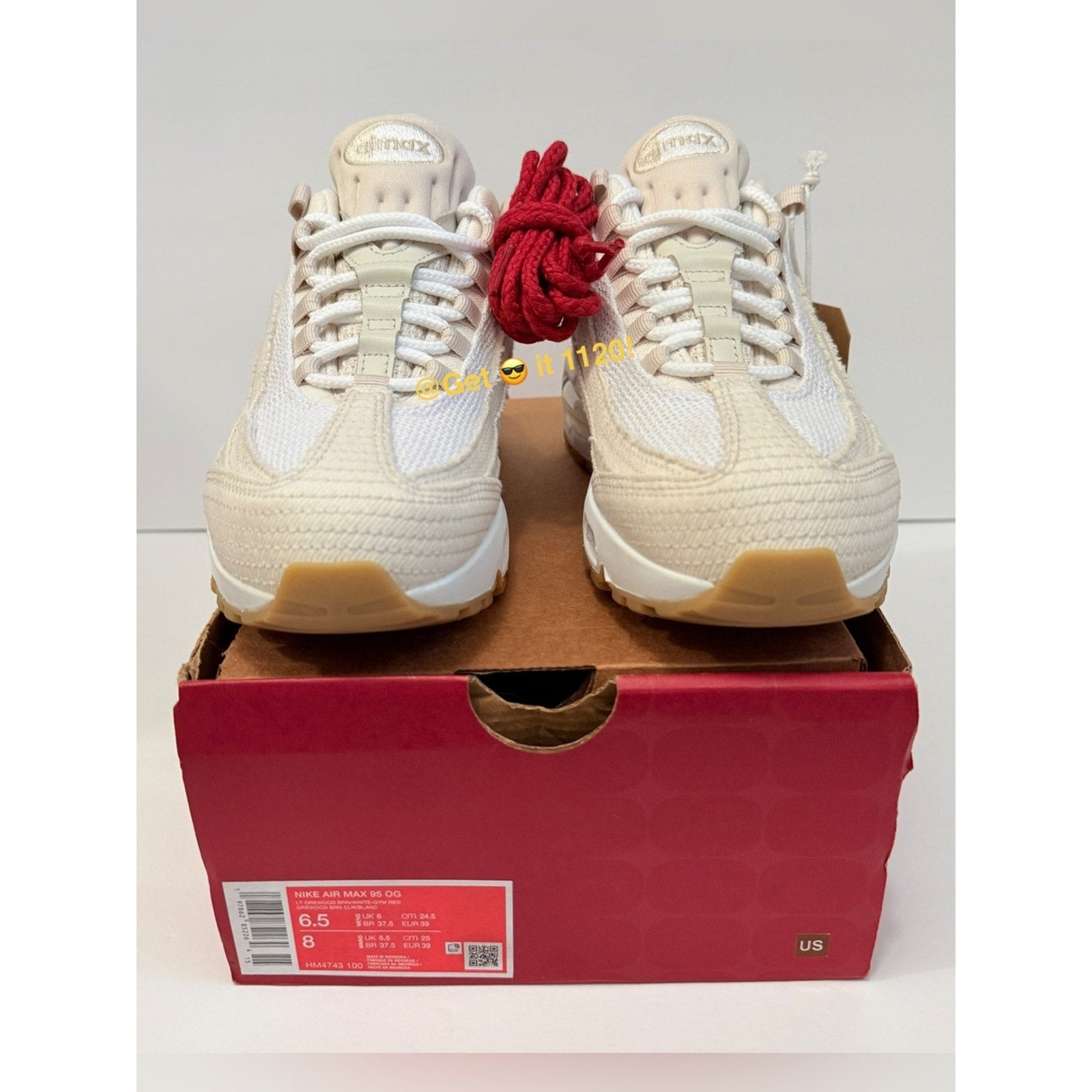 Nike Air Max 95 x Levi's (White and Ecru) Men’s Shoes HM4743-100 Size M 6.5 W 8