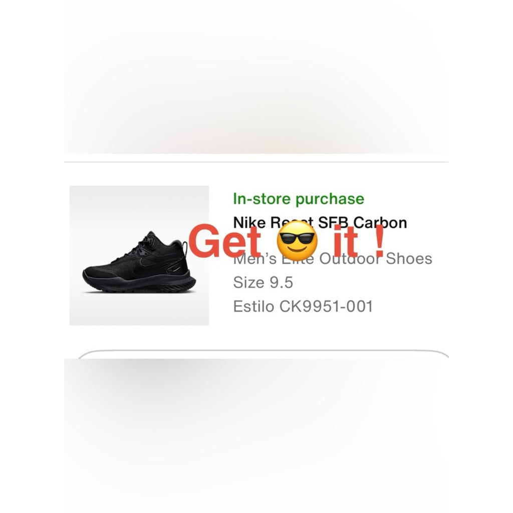 Nike React SFB Carbon Men’s Elite Outdoor Shoes CK9951-001 Black Size 9.5